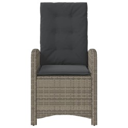 Chaise inclinable de jardin avec coussins gris résine tressée 557369557369