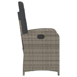 Chaise inclinable de jardin avec coussins gris résine tressée 557369557369