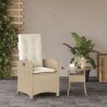 Chaise inclinable de jardin avec coussins beige résine tressée 557370557370