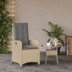 Chaise inclinable de jardin coussins mélange beige poly rotin 557371557371