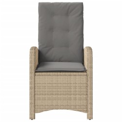 Chaise inclinable de jardin coussins mélange beige poly rotin 557371557371