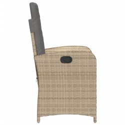 Chaise inclinable de jardin coussins mélange beige poly rotin 557371557371