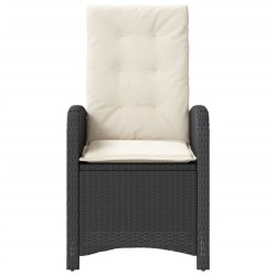 Chaise inclinable de jardin avec coussins noir résine tressée 557374557374