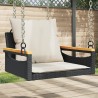 Balancelle avec coussins noir 63x62x40 cm résine tressée 557378557378