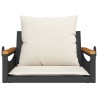 Balancelle avec coussins noir 63x62x40 cm résine tressée 557378557378