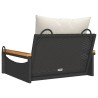 Balancelle avec coussins noir 63x62x40 cm résine tressée 557378557378
