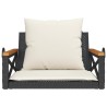 Balancelle avec coussins noir 63x62x40 cm résine tressée 557380557380