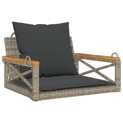 Balancelle avec coussins gris 63x62x40 cm résine tressée 557381557381