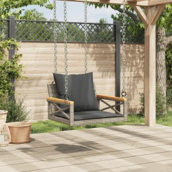 Balancelle avec coussins gris 63x62x40 cm résine tressée 557381557381