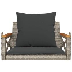 Balancelle avec coussins gris 63x62x40 cm résine tressée 557381557381