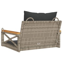 Balancelle avec coussins gris 63x62x40 cm résine tressée 557381557381