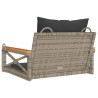 Balancelle avec coussins gris 63x62x40 cm résine tressée 557381557381