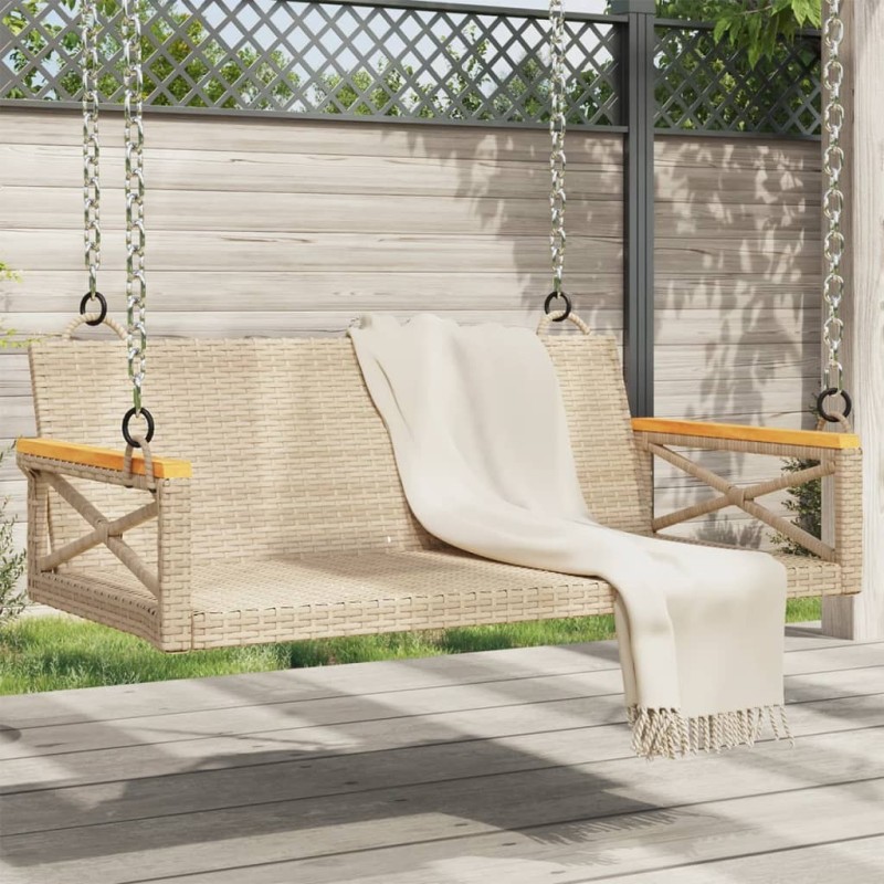 Balancelle beige 109x62x40 cm résine tressée 557386557386