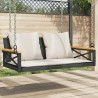 Balancelle avec coussins noir 109x62x40 cm résine tressée 557387557387