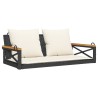 Balancelle avec coussins noir 109x62x40 cm résine tressée 557387557387