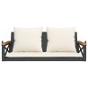 Balancelle avec coussins noir 109x62x40 cm résine tressée 557387557387