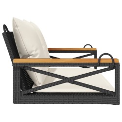 Balancelle avec coussins noir 109x62x40 cm résine tressée 557387557387