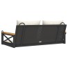 Balancelle avec coussins noir 109x62x40 cm résine tressée 557387557387