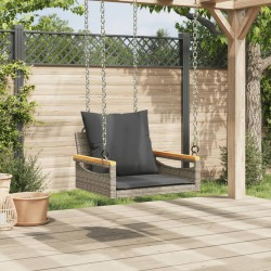 Balancelle avec coussins gris 63x62x40 cm résine tressée 557389557389