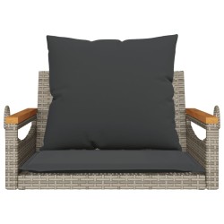 Balancelle avec coussins gris 63x62x40 cm résine tressée 557389557389