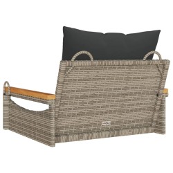 Balancelle avec coussins gris 63x62x40 cm résine tressée 557389557389