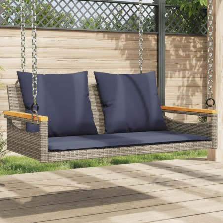 Balancelle avec coussins gris 109x62x40 cm résine tressée 557390557390