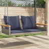 Balancelle avec coussins gris 109x62x40 cm résine tressée 557390557390