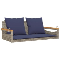 Balancelle avec coussins gris 109x62x40 cm résine tressée 557390557390