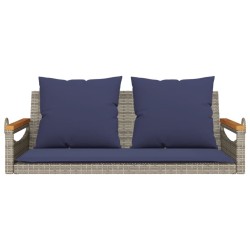 Balancelle avec coussins gris 109x62x40 cm résine tressée 557390557390