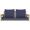 Balancelle avec coussins gris 109x62x40 cm résine tressée 557390557390