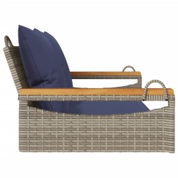 Balancelle avec coussins gris 109x62x40 cm résine tressée 557390557390