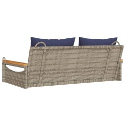 Balancelle avec coussins gris 109x62x40 cm résine tressée 557390557390