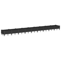 Jardinière avec piquets noir 362,5x42,5x28,5 cm PP 557391557391