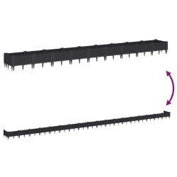 Jardinière avec piquets noir 362,5x42,5x28,5 cm PP 557391557391