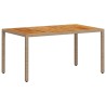 Table de jardin beige 150x90x75 cm résine tressée bois d'acacia 557393557393
