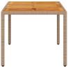 Table de jardin beige 150x90x75 cm résine tressée bois d'acacia 557393557393