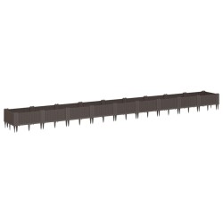 Jardinière avec piquets marron 362,5x42,5x28,5 cm PP 557395557395