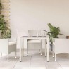 Table de jardin dessus en verre blanc 90x90x75cm résine tressée 557399557399