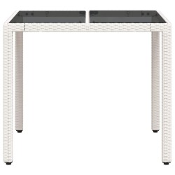 Table de jardin dessus en verre blanc 90x90x75cm résine tressée 557399557399