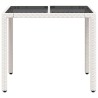 Table de jardin dessus en verre blanc 90x90x75cm résine tressée 557399557399