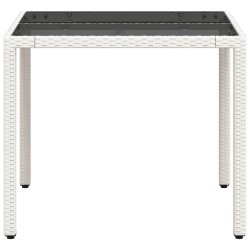 Table de jardin dessus en verre blanc 90x90x75cm résine tressée 557399557399