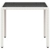 Table de jardin dessus en verre blanc 90x90x75cm résine tressée 557399557399