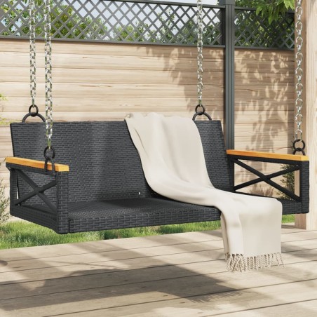 Balancelle noir 109x62x40 cm résine tressée 557402557402