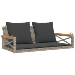 Balancelle avec coussins gris 109x62x40 cm résine tressée 557403557403