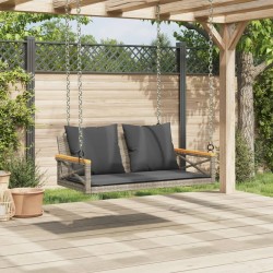 Balancelle avec coussins gris 109x62x40 cm résine tressée 557403557403