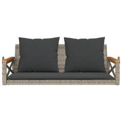 Balancelle avec coussins gris 109x62x40 cm résine tressée 557403557403