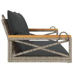 Balancelle avec coussins gris 109x62x40 cm résine tressée 557403557403