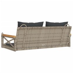 Balancelle avec coussins gris 109x62x40 cm résine tressée 557403557403