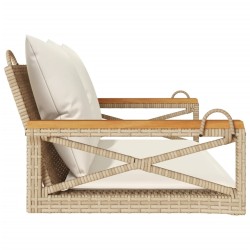 Balancelle avec coussins beige 109x62x40 cm résine tressée 557404557404