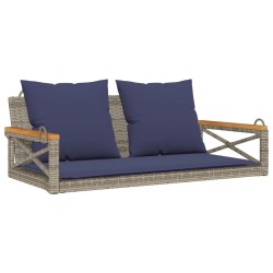 Balancelle avec coussins gris 109x62x40 cm résine tressée 557411557411